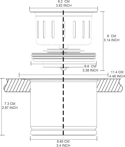Miniatura 2 de BOTEMY B9179 - Brida de eliminación de basura extendida de acero inoxidable para fregadero estándar de 3-12 pulgadas (brida extendida del fregadero,