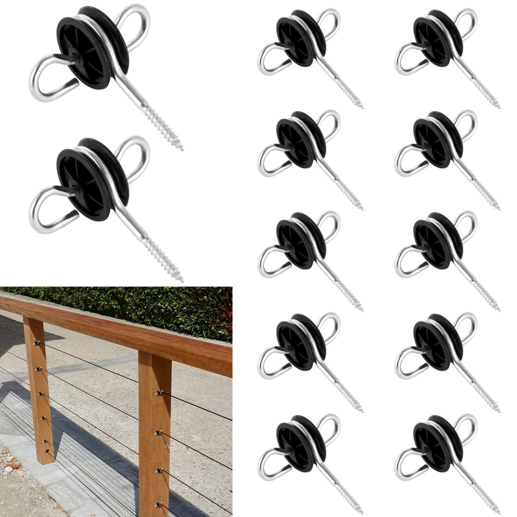 Anclajes de poste de madera para valla agrícola, doble anillo, aisladores de alambre de valla eléctrica de rosca, 24 anclajes eléctricos para manija de puerta, accesorios de instalación