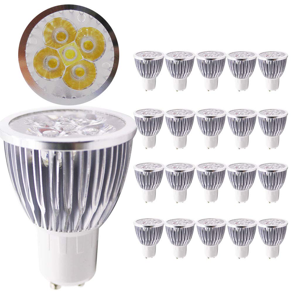 Xindaxin - Juego de 20 bombillas LED (GU10, 6 W, regulable, para 55 W, 500-520 lm, luz blanca cálida, 2800-3200 K, 60°, AC 195-240 V)