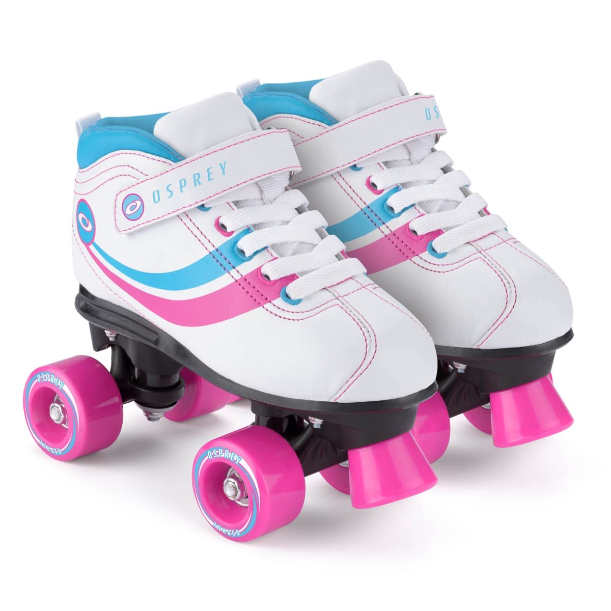 Osprey Disco Quad Roller Skates for Adults and Kids, Retro Roller Boots with ABEC 7 Bearings, UK CHILD 11/EU 30, White — image 1