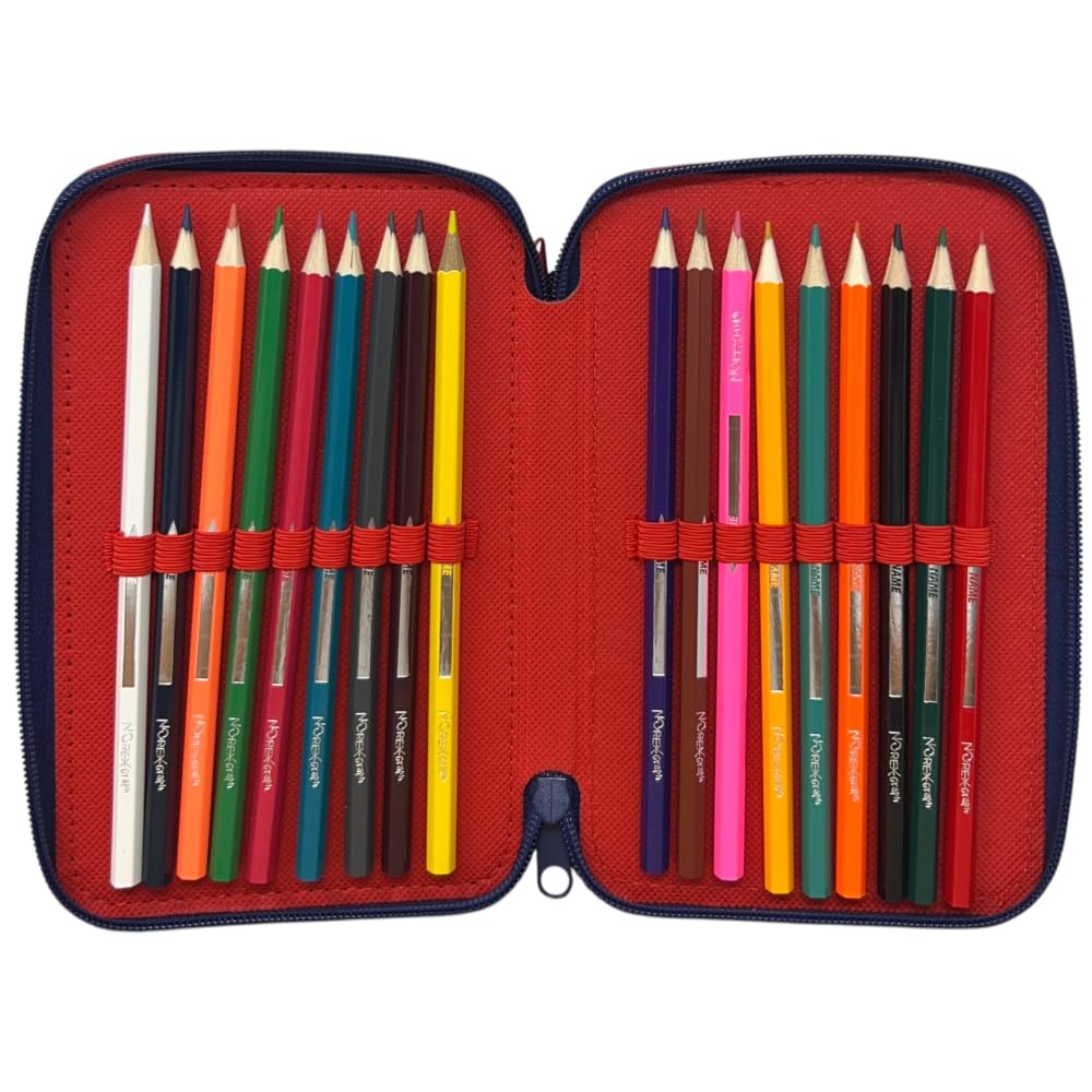 CARTOON Astuccio 3 zip Sonic completo 44 pezzi cancelleria multiscomparto penne matite colori pennarelli giotto per la scuola