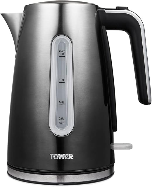 Tower T10046GRP Infinity Ombre 1.7 Litre Open Handle Kettle with Rapid Boil, Removable Filter, Stainless Steel, 3000W, Graphite