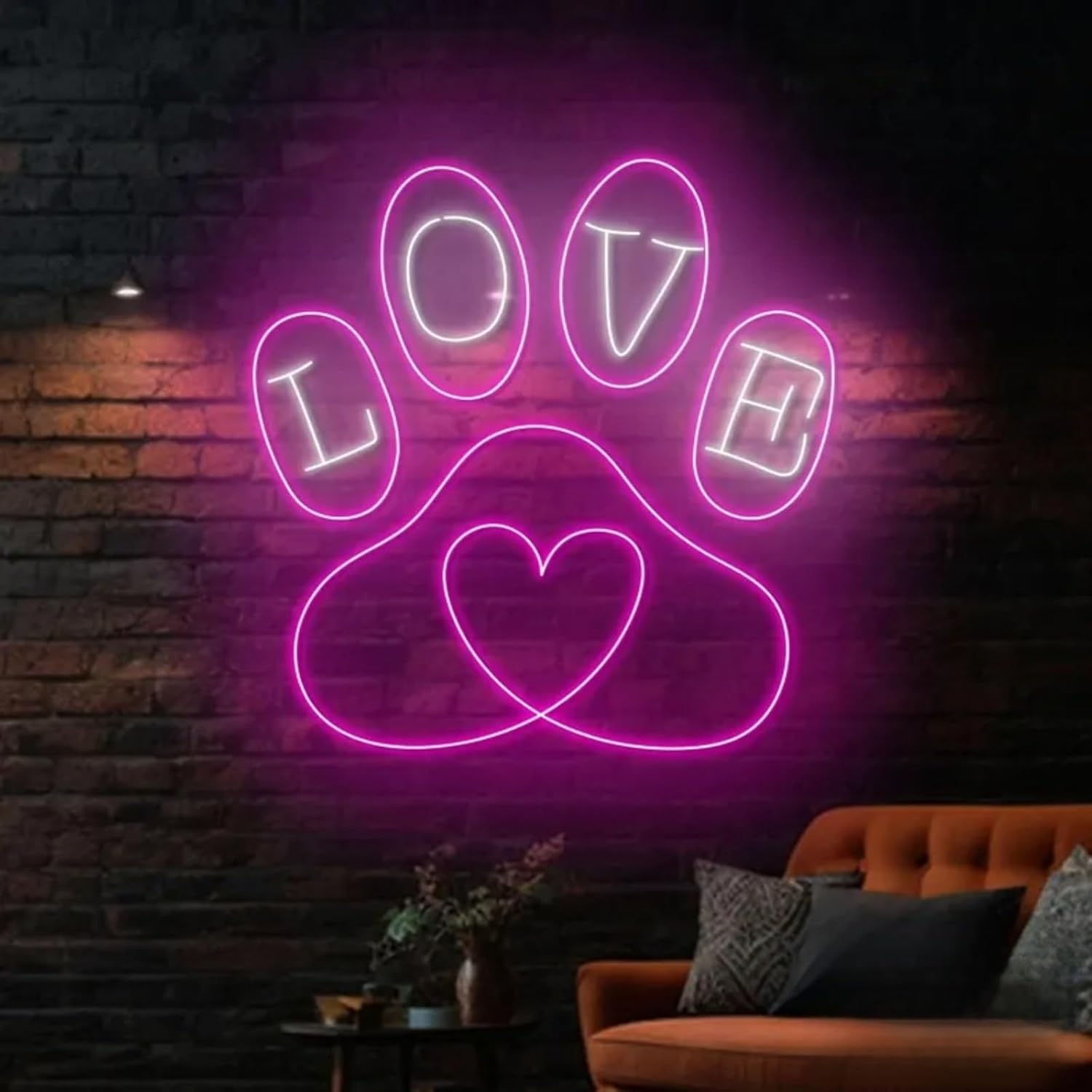 Paw Dog Heart Neon Sign, Paw Pet Neon Light, Pet Clinic Wall Art, Pet Spa Grooming Wall Decor For Pets Art Kids Wall Room Decor Birthday Party