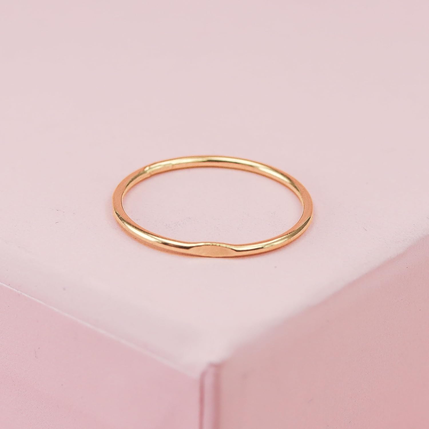 LOTUS STONE JEWELRY Skinny Stacking Rings with Hammered Dimple, Handmade Hammered Stacking Band - Image 3