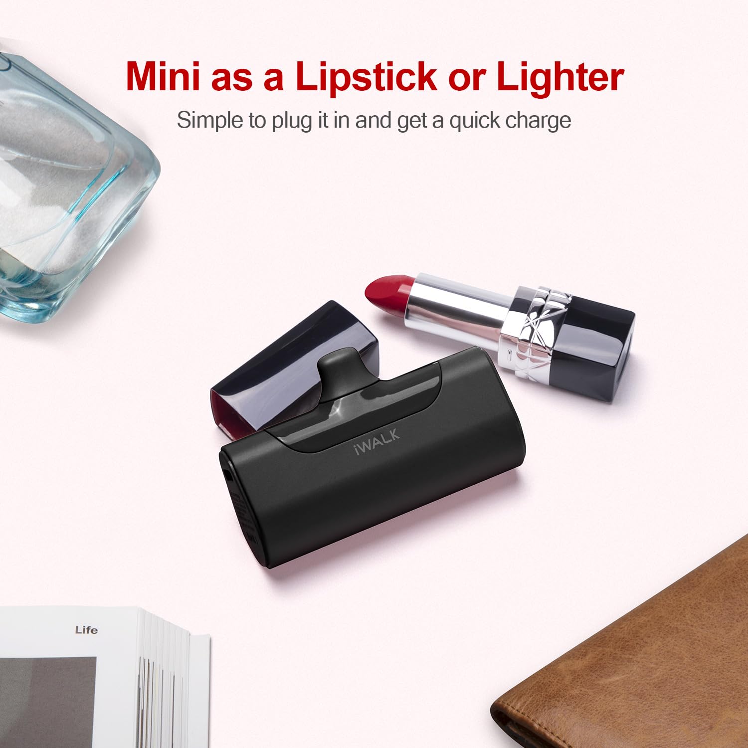 iWALK Power Bank USB C 4500mAh, Caricabatterie Portatile Ultra Compatta Cavo Integrato Batteria Esterna Compatibile per Samsung Galaxy S24/S23/S22/S21/Z Flip 5/Z Flip 4, Huawei, Xiaomi, LG, Pixel