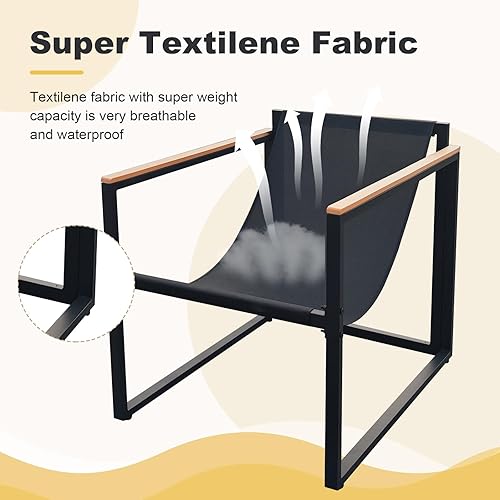 Miniatura 5 de Juego de muebles de patio de 3 piezas, sillas de porche al aire libre, muebles de balcón para apartamento con sillas y mesa, incluye cojines gruesos