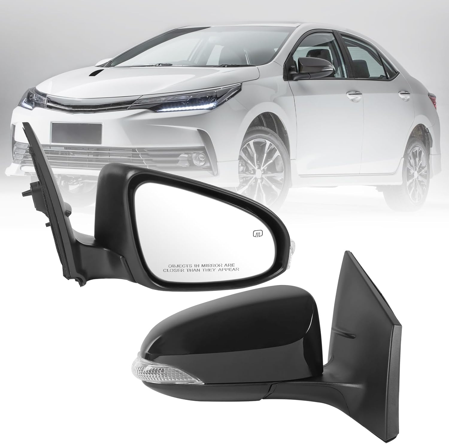 JDMSPEED Right Passenger Side View Door Mirror Compatible with 2014-2019 Toyota Corolla with Power Glass Manual Folding Heated Turn Signal Light Black(7Pin)