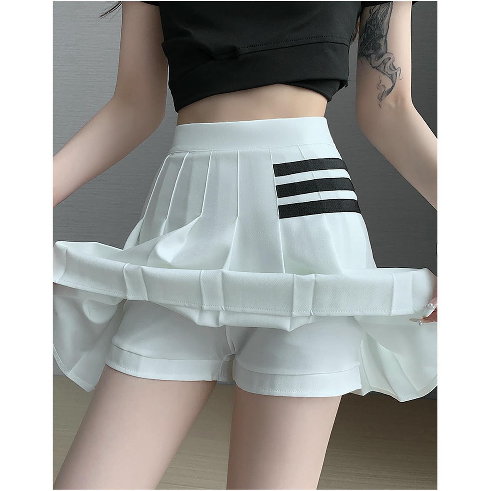 Damska krótka plisowana spódnica maxi dla kobiet w stylu college"u wysoka talia wyszczuplająca modna spódnica do wszystkiego