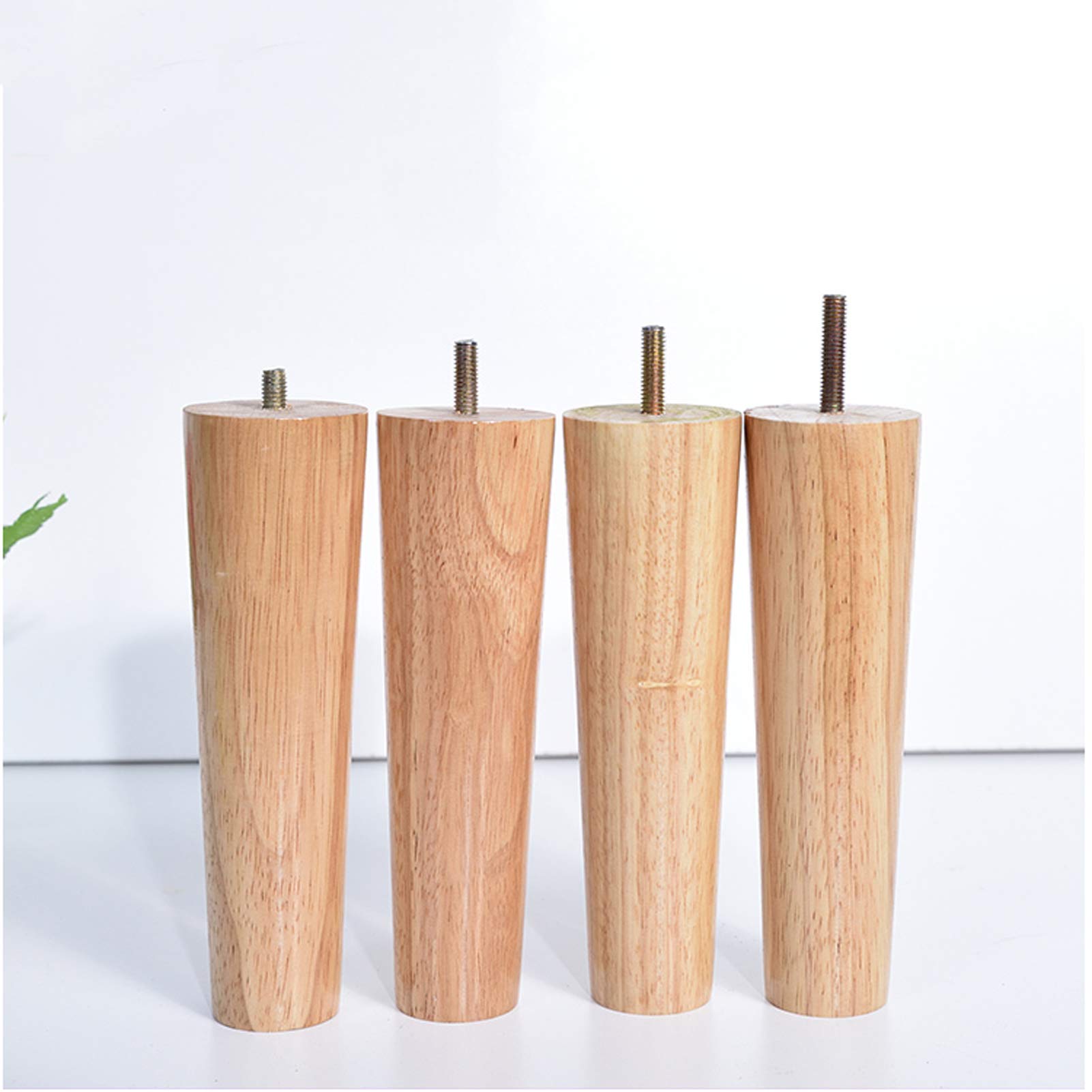 4er Set Tischbeine mit Gewindestift M10,Holz Möbelfüße,Massivholz Ersatz Möbelbeine,Gummiholz Sofafüße Holzfüße Sockelfüß Sofabeine Schrankfüße,für Bett,Couch,Stuhl,Holzfarbe(straight25cm/9.8inch)