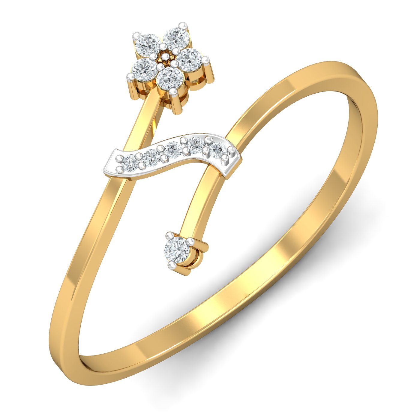 14KT Yellow Gold Stellar Stream Ring for Women-image-3