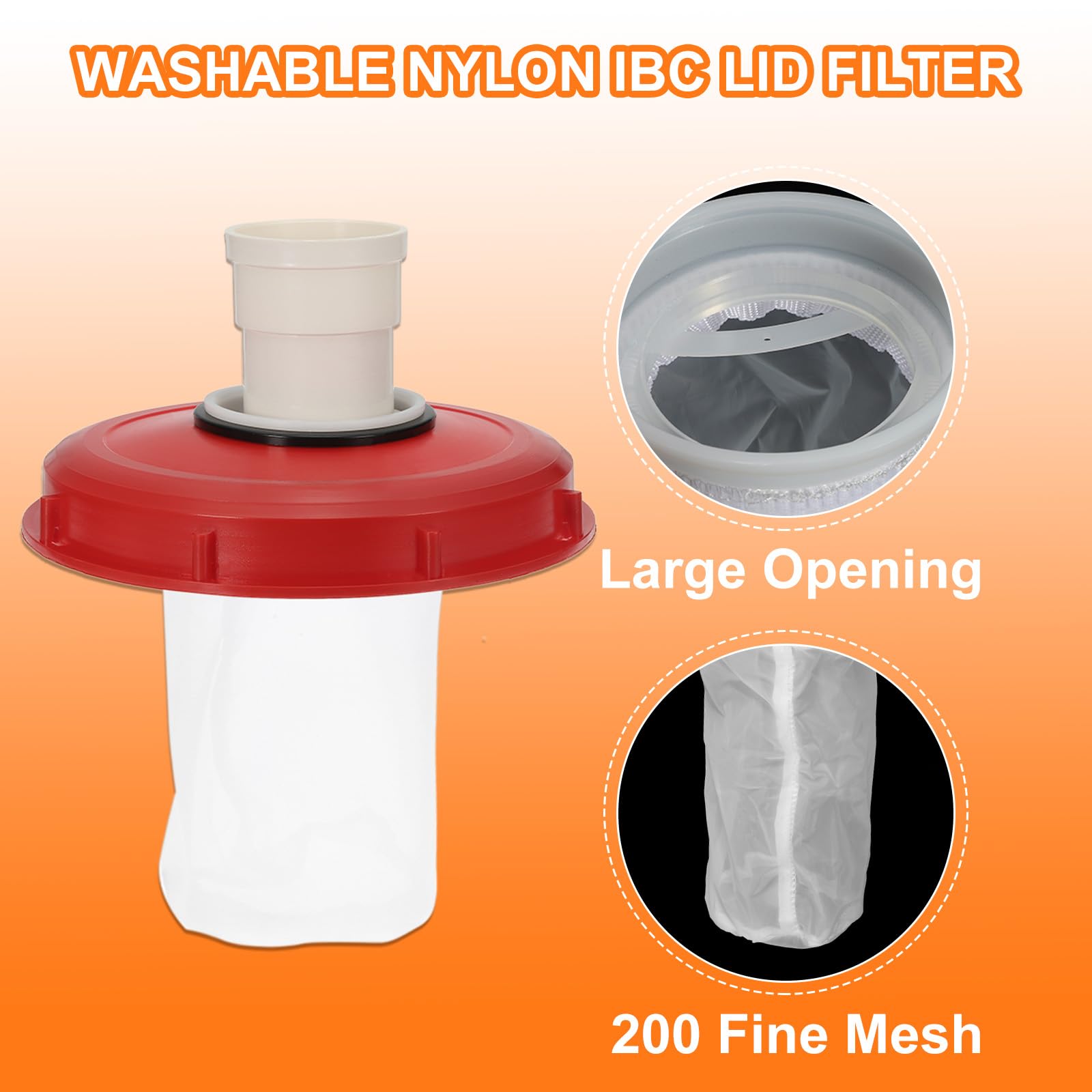 QUARKZMAN 245mm Tapa de Filtro de IBC, Adaptador de Manguera Recta de Tote de Plástico IBC de 1000L para Contenedor de Tanque de Agua de Lluvia para Tanques de Agua de 275gal, Rojo/Blanco