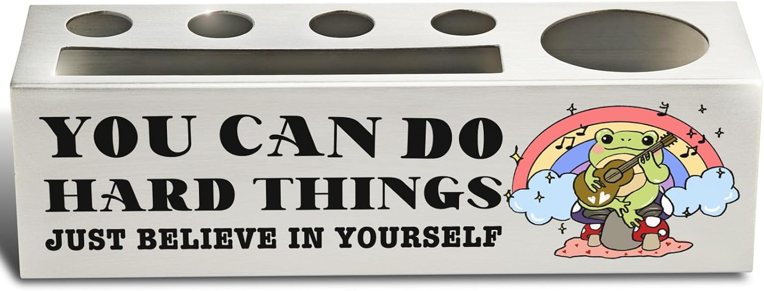 Funny Motivation Pencil Holder, Frog Pen Holder, Inspirational, Work Therapy Mental Health Gifts for Coworker Employee Friends Boss Colleague Assistant Office Desk Cubicle Organizer WCC72