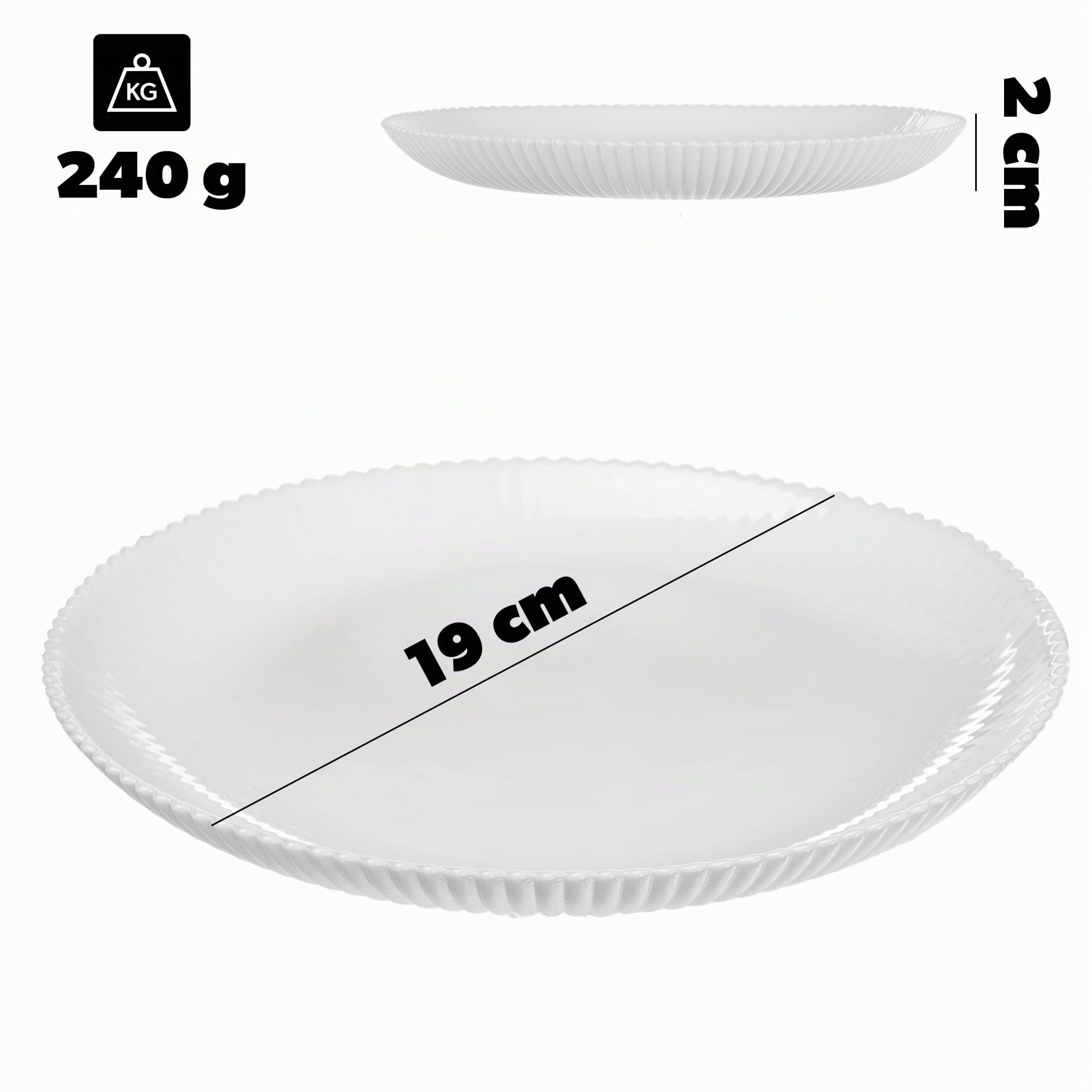 KADAX Lot de 18 Service de Table pour 6 Personnes, en Verre Opale Blanc, avec Bols à Soupe, Assiettes Plates et Assiettes à Dessert, Passe au Lave-Vaisselle, Blanc XL