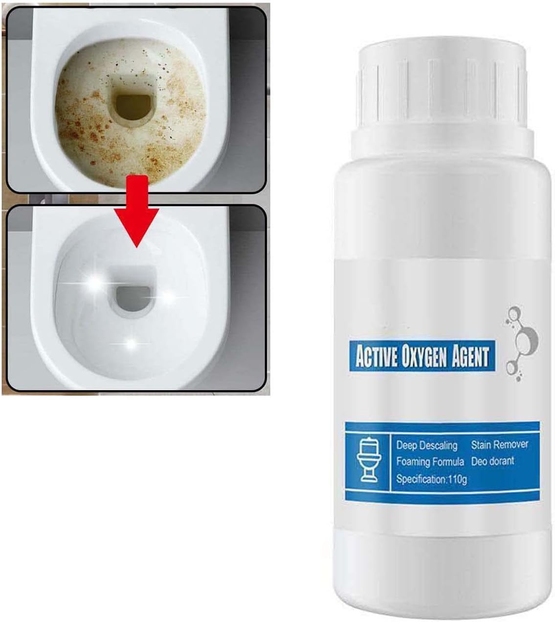 Toilet Active Oxygen Agent, All Purpose Cleaning Powder Toilet Bowl