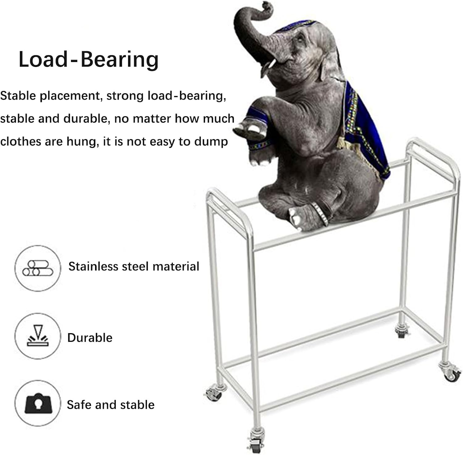 Stainless Steel Clothing Store Retail Display Racks, Garment Racks, Pants Hangers, Portable Trouser Scarves Skirts Organizer, Double Row Nakajima Storage Commercial Shelves (Color : Silver,