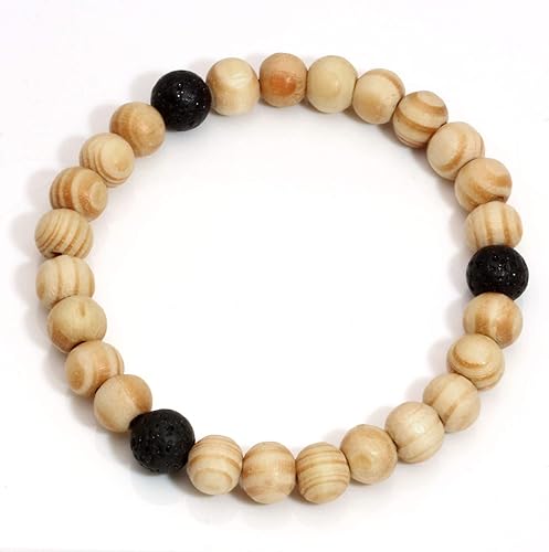 Miniatura 5 de Milakoo 4 pulseras difusoras de aceite esencial con cuentas de piedra de lava para hombres y mujeres