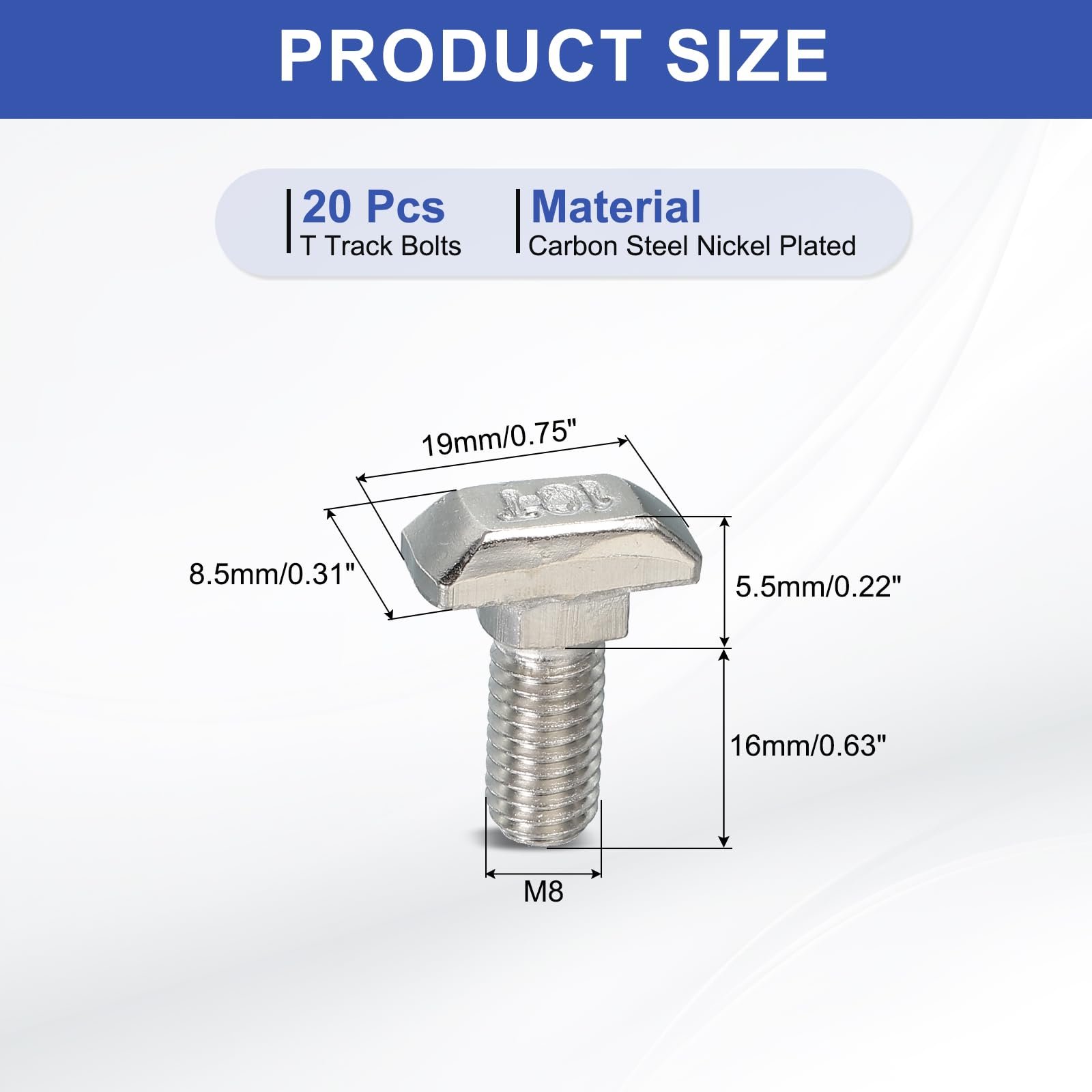 PATIKIL M8 x 18 mm Thread T-Slot Bolts - Image 2