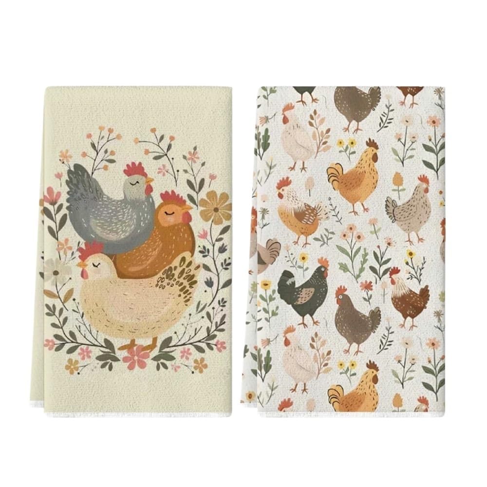 Jobaojiang 2Pcs, Vintage Floral Kitchen Towels, 40Cm*60Cm Towel Set, Absorbent Soft Cleaning Cloth, Cooking And Baking Tea Towel