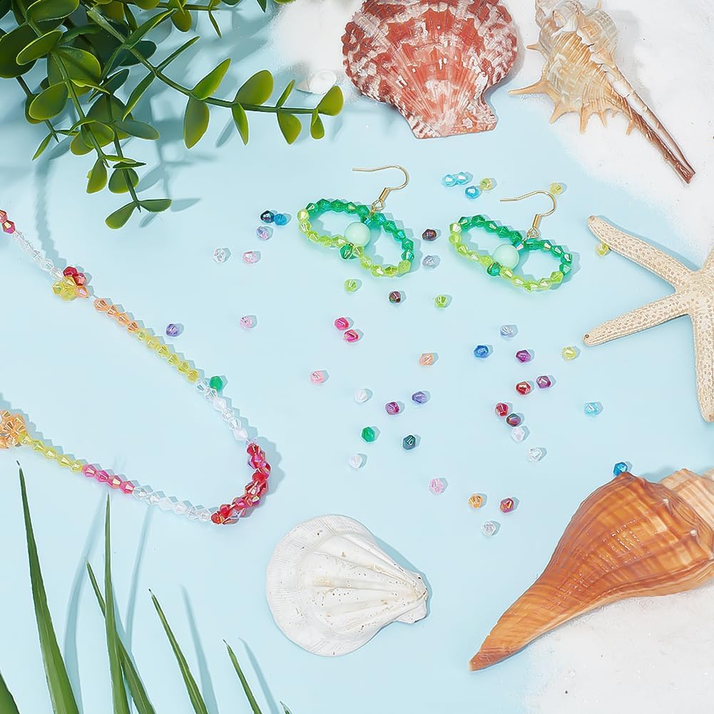 PH PandaHall 3600pcs 4mm Crystal Beads for Jewelry Making, 18 Colors Acrylic Faceted Bicone Beads Transparent Pastel AB Color Spacer Bead for Bracelet Necklace Earring Jewelry Making and DIY Craft - Image 4