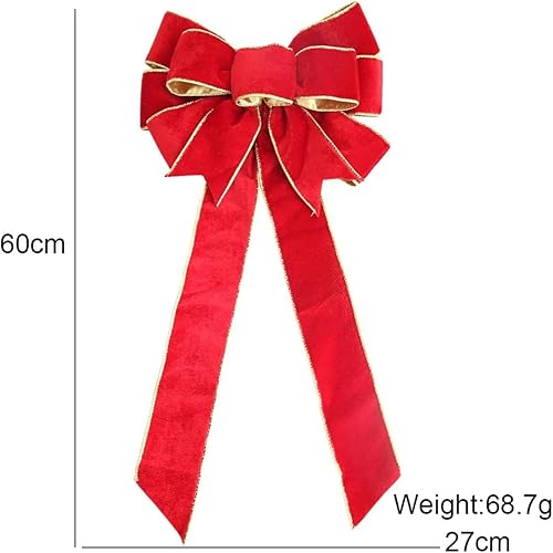 Miniatura 5 de Lazo de Navidad lazo rojo lazo grande regalo nudo superior sombrero árbol de Navidad arco gotas adornos de Navidad para decoración del hogar de