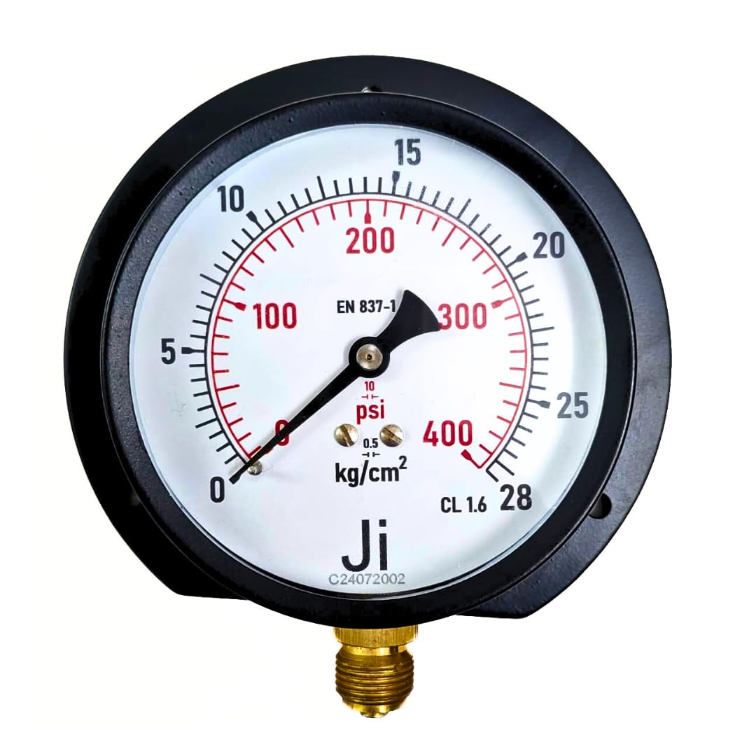 "Ji" Japsin Instrumentation Pressure Gauge, 4" Dial, Range 0-28 Kg/Cm2 with Dual Scale of 400 PSI, Surface Mounting Bottom Entry, 3/8" BSP (M) Connection, MS Case & Brass Internals - Process Control (B0CZ9QGKSV) Amazon Price History, Amazon Price Tracker
