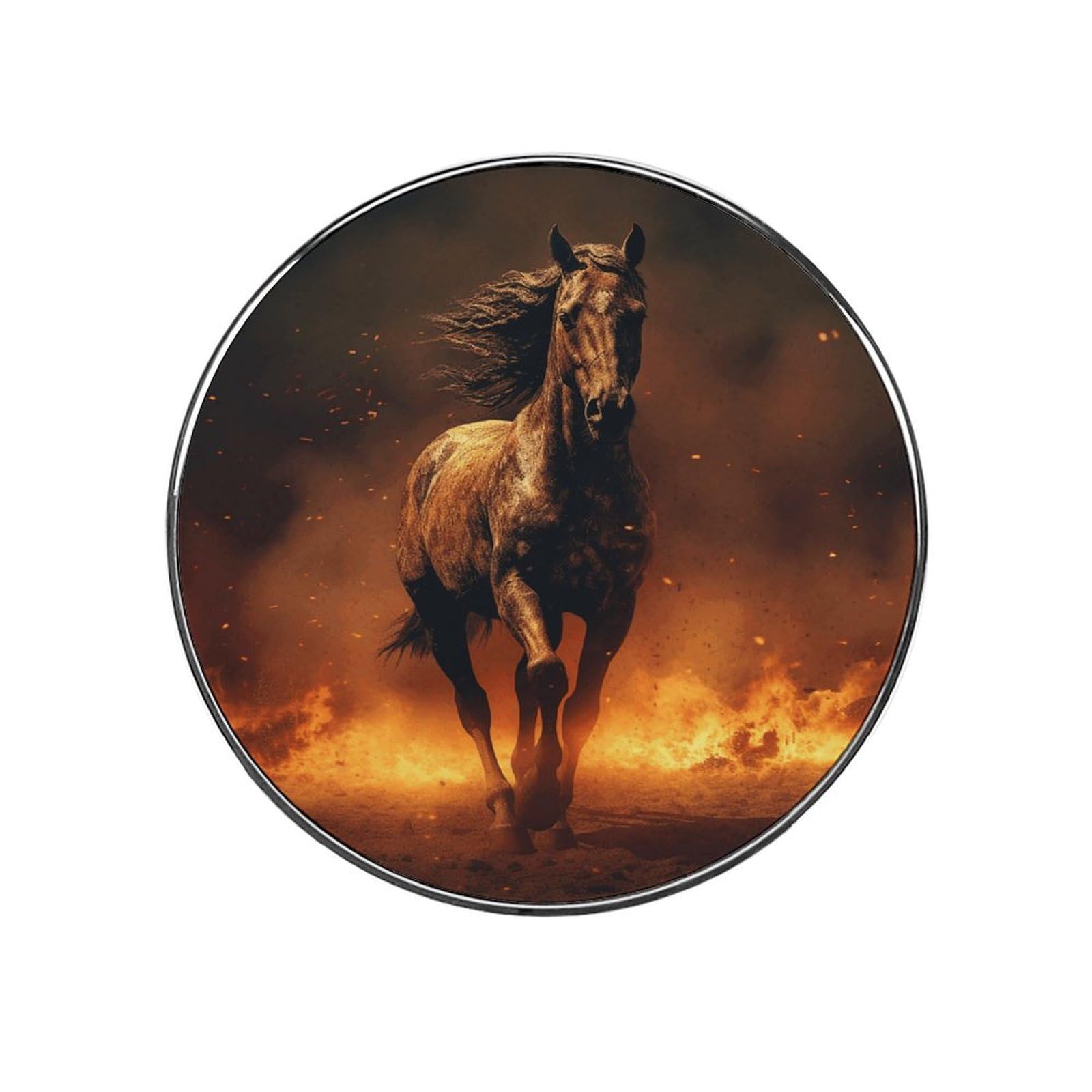 Refrigerator Magnet Flame Horse Printing Fridge Magnet Alloy Material,Fun Personalized Refrigerator Sticker Round Decorative Magnet for Whiteboard Kitchen Locker