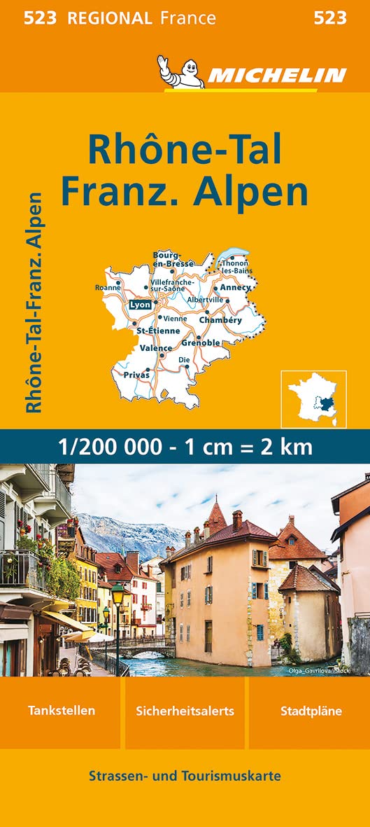 Michelin Rhonetal Straßen- und Tourismuskarte 1:200.000, Rhonetal (2023)