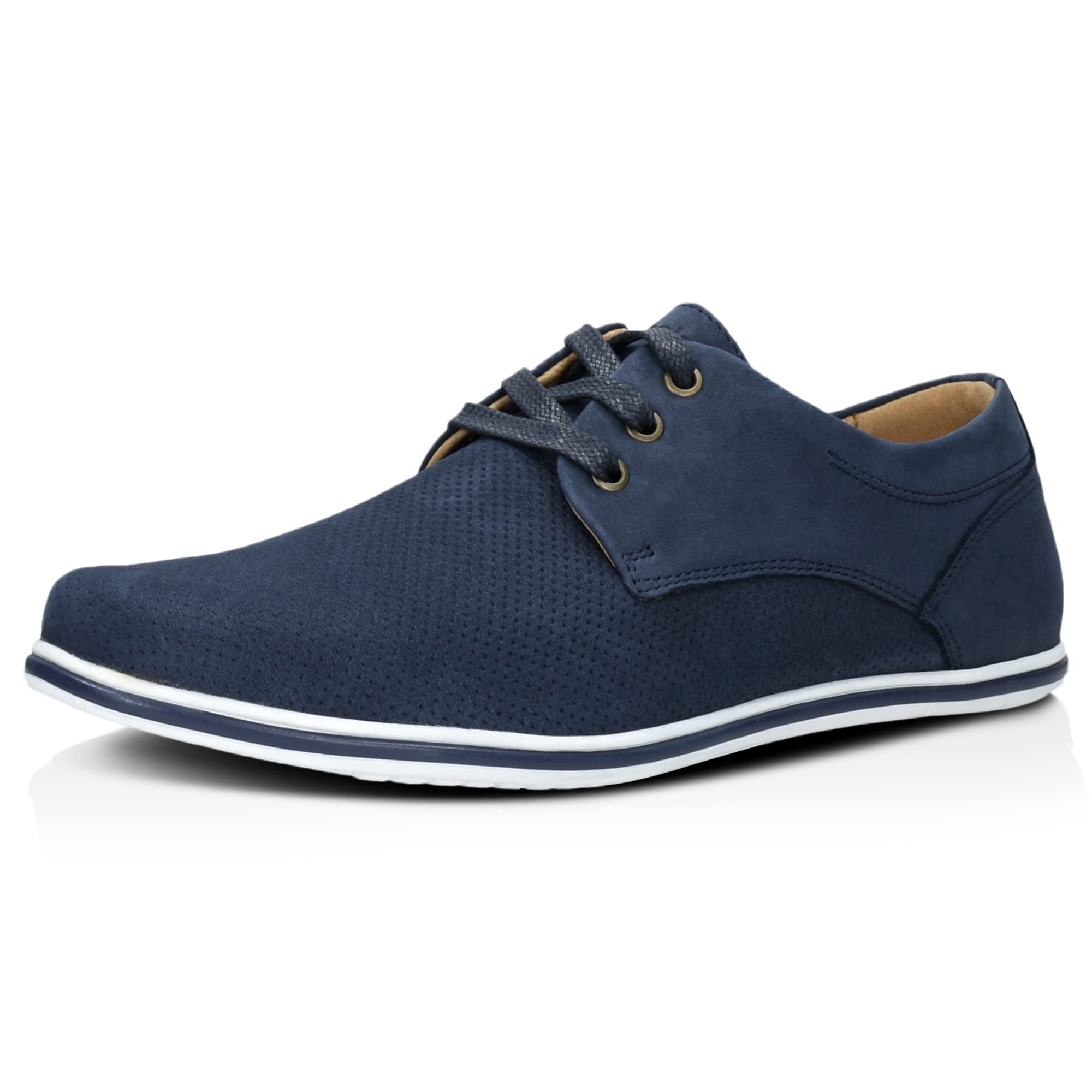 WOJAS - Półbuty Męskie | Skóra Nubukowa | Ażurowa Faktura | Styl Casual | 10019-26 - Granatowy