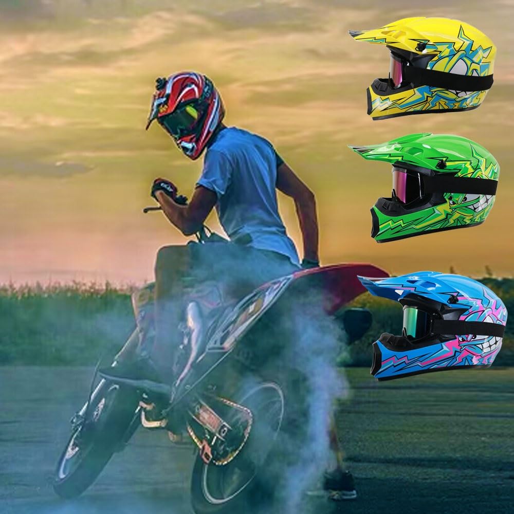 Casco da Moto Fuoristrada Per Bambini, Omologato DOT, Casco da Motocross Per Ragazzi, Casco Per Bici Bmx Mx Atv, Per Ragazzi E Ragazze