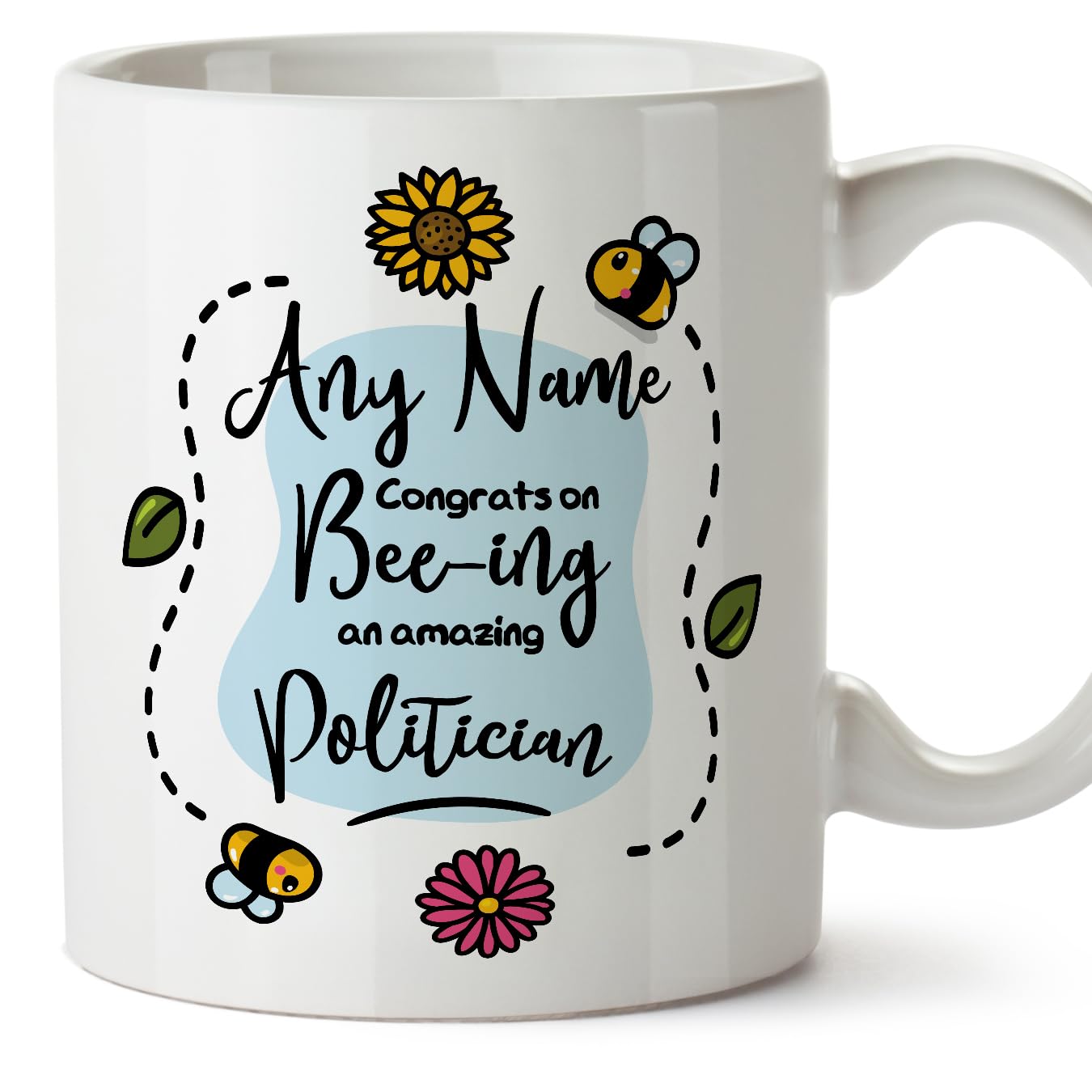 MUGFFINS Personalised Mug for Politician - in English - Thanks for Beeing - Funny Custom Gift for Colleagues - Ceramic 11oz Mug — image 1