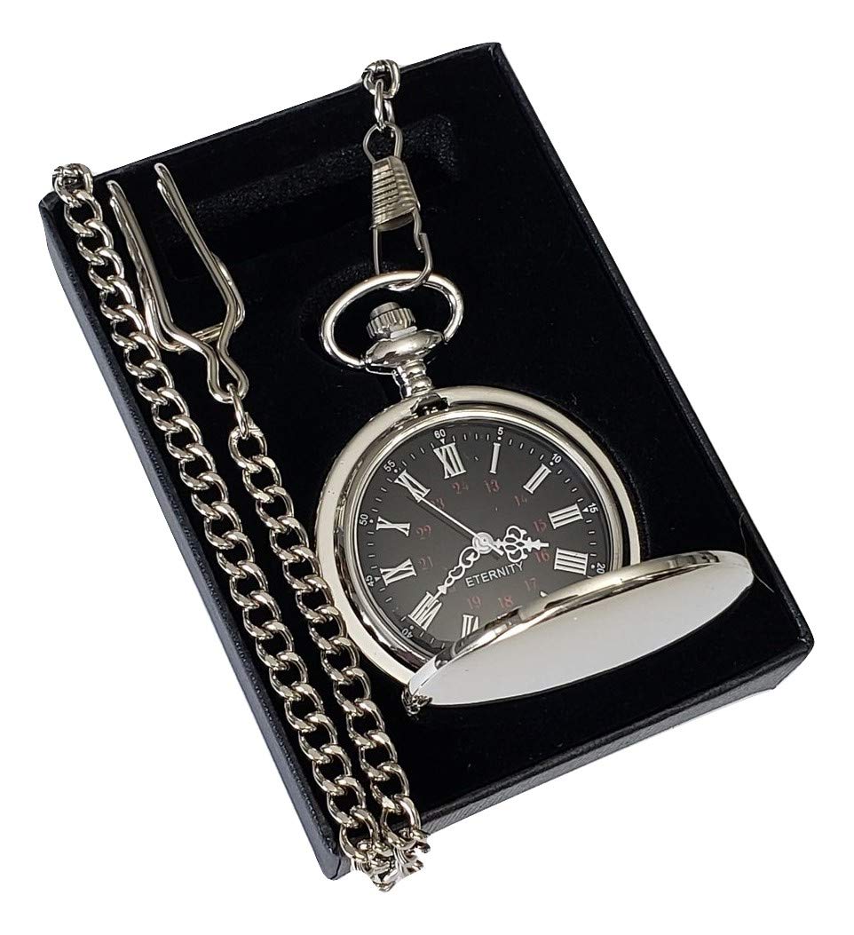 Engraved Best Man Pocket Watch - Wedding Groomsmen Gifts for Men - Chain, Box and Engraving Included, Comes in 4 Colors (Silver)
