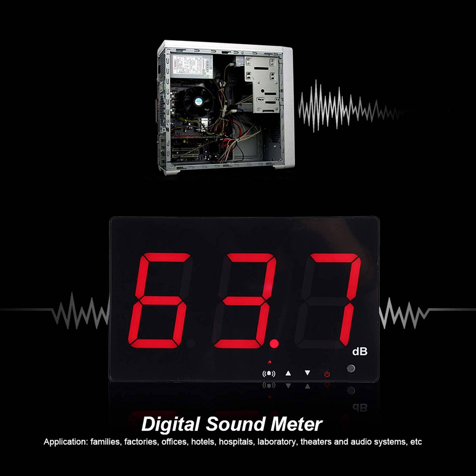 Medidor de nivel de sonido USB SW-525B, probador de medición de ruido con pantalla LCD grande con alarma, para colgar en la pared, 9, 6 pulgadas, 30-130dB