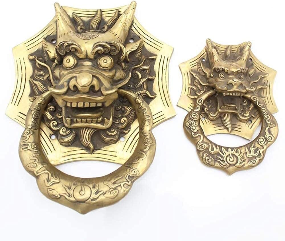 Door Knocker for Front Door Decor Chinese Classical Door Handle Antique Dragon Door Knockers Front Door Handle Knobs Gate Knocker Hardware Pull Great Gift for Any Occasion Closet Door Handle(Small)