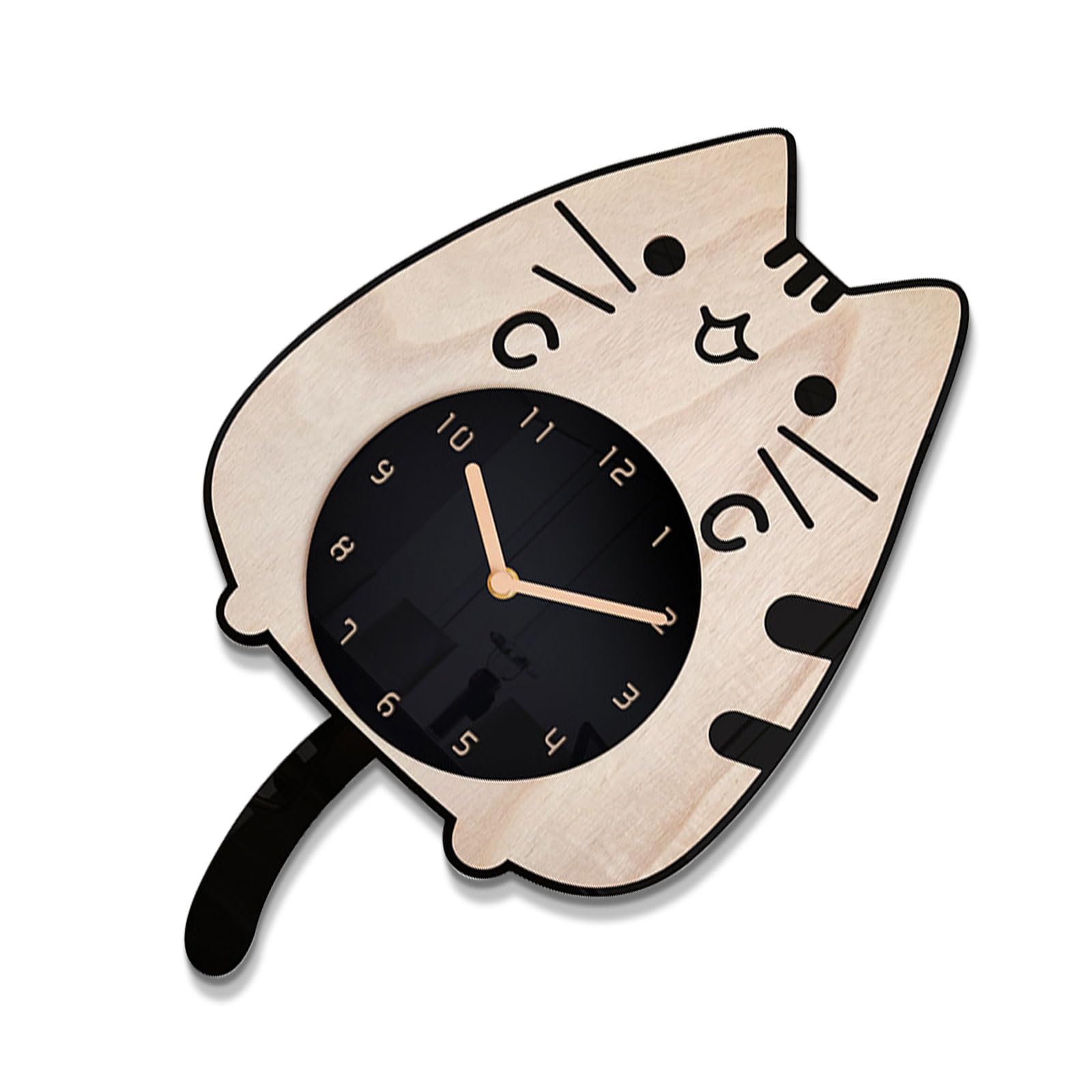 Amazon.co.jp: 振り子付き 壁掛け時計 天然木 ネコ ゆらゆら揺れる