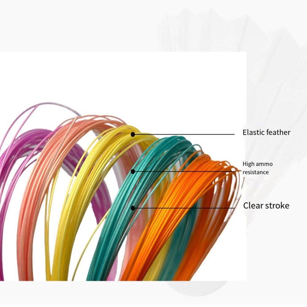 Lot de 2 cordes de badminton en nylon de 0,7 mm pour une pratique à haut rebond, pour un câble durable absorbant les chocs, compatible avec une tension de 10 à 12,7 kg (lot de 2, couleurs