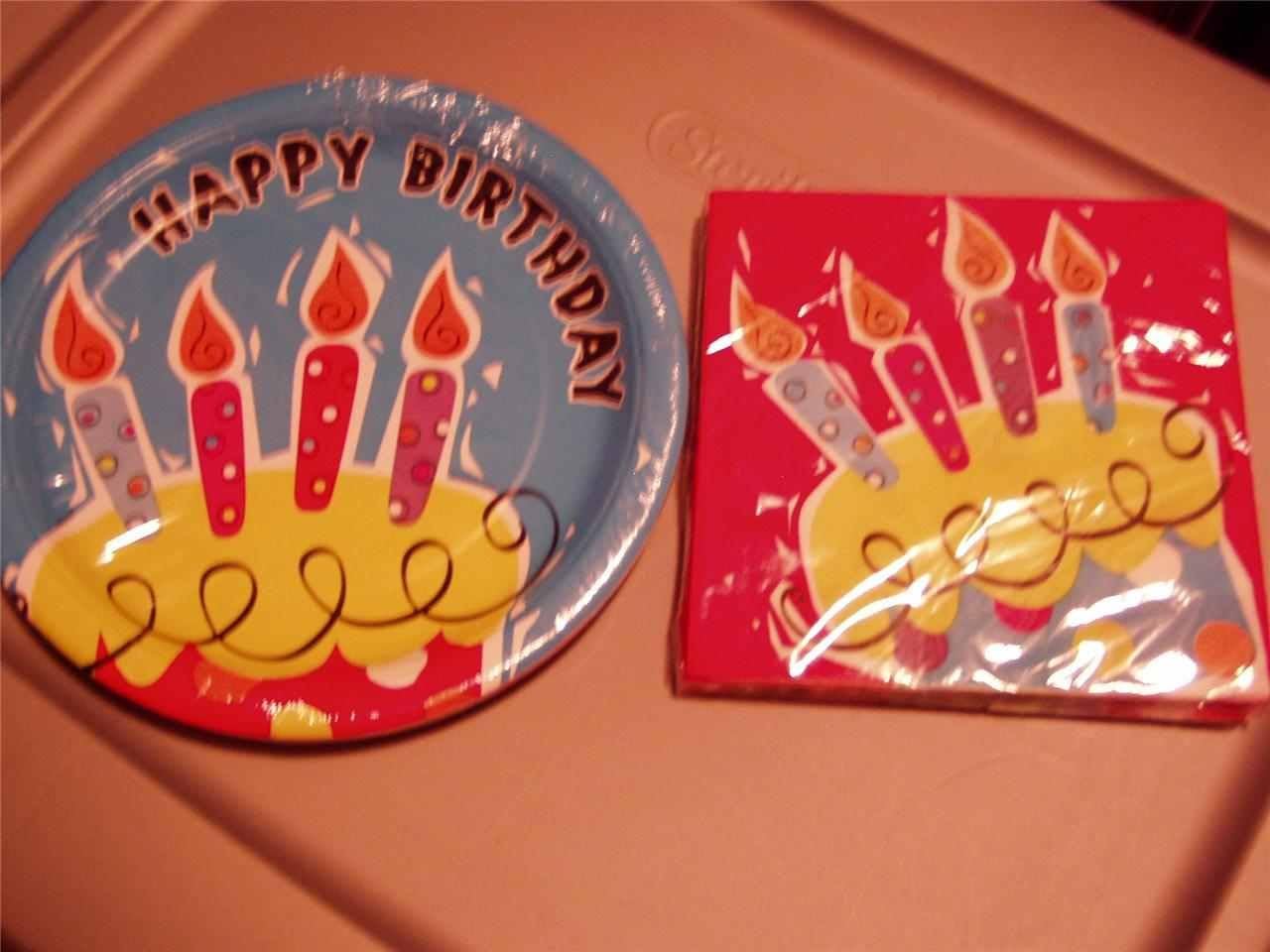 Birthday Candles Cake Lunch Plates and Napkins