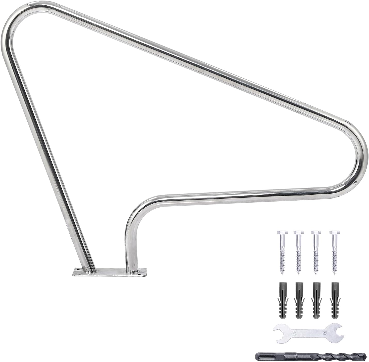 Pool Handrail 48"x 36", Rustproof Pool Handrail for Swimming Pool 370LBS Load Capacity, 304 Stainless Steel with Blue Grip Cover & Accessories