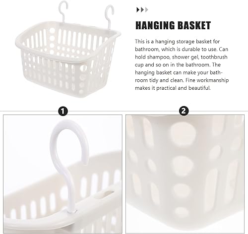 Miniatura 8 de Zerodeko 3 cestas de ducha colgantes de plástico, ducha impermeable con ganchos, cestas de almacenamiento para artículos de baño, cesta organizadora