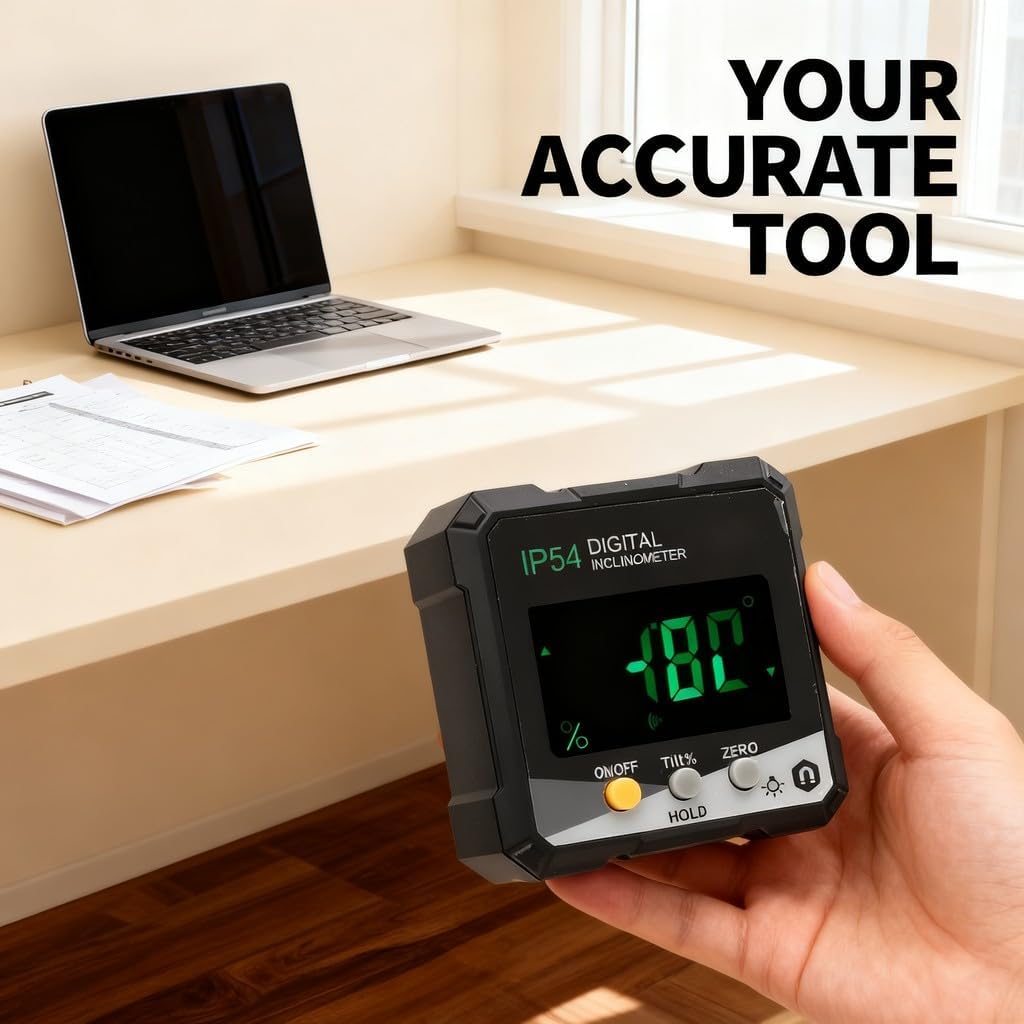 Digital Inclinometer Magnetic Level Box, LCD Display Protractor Measuring Tool - Angle Finder, Compact Design for Woodworking and Fabrication