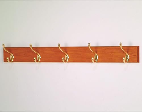 Miniatura 8 de Mazo de madera 5, ganchos negros, estante mediano de roble