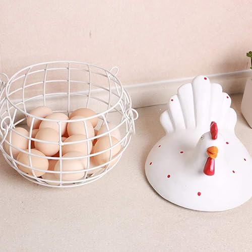 Miniatura 7 de LIFKOME Cestas de huevos para huevos frescos, decoraciones de Pascua, cestas de huevos frescos de gallina de cerámica, cestas de almacenamiento de