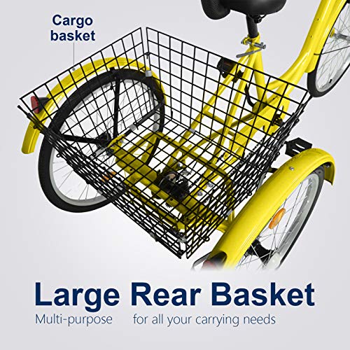 Adult Tricycles 7 Speed, Adult Tricycle Trikes 24/26 inch 3 Wheel Bikes, Three-Wheeled Bicycles Cruise Trike with Shopping Basket for Seniors Women Men, Men\'s Women\'s Cycling Exercise Recumbent Bike - Thumbnail 7