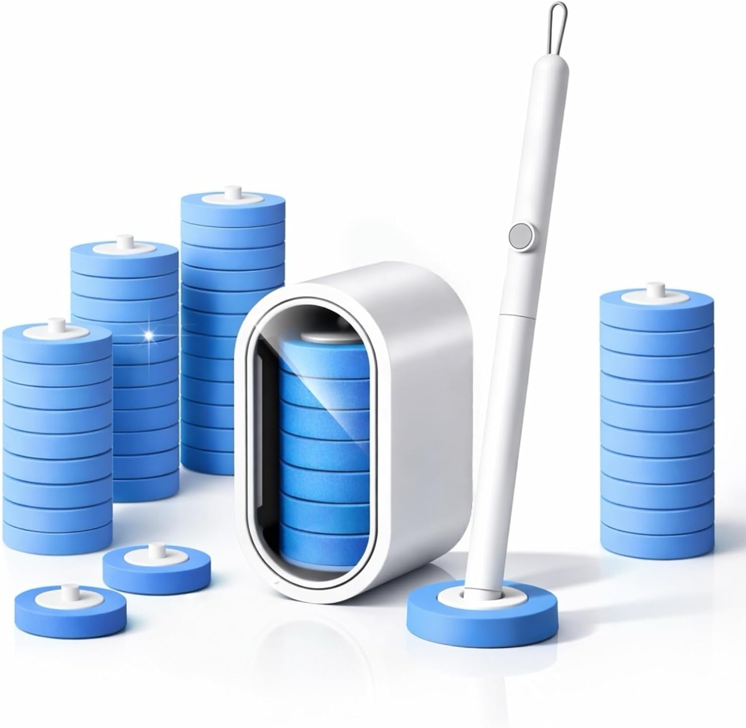 Disposable Toilet Cleaning System with 40 Refills, Toilet Wand Kit with Holder, Wall Mounted Toilet Brush Set for Deep Cleaning Bathroom Bowl, Hygienic Toilet Bowl Cleaner Kit (1PCS40)