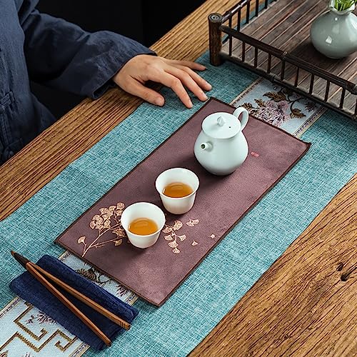 Torchon peint de style chinois en coton pour table de thé zen - 4