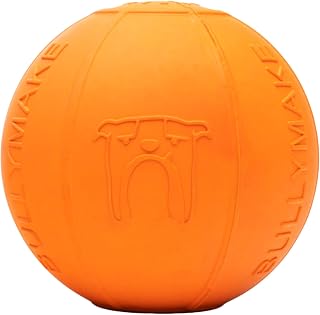 BULLYMAKE Toss N Treat Beach Ball Dog Toy, Treat Dispensing, Rubber Dog Toy | Dog Toy, Treat Dispensing Toy, Aggressive Chewers, Durable Rubber, Beach Ball Dog Toy, Tough Toys for Dogs, Made in USA