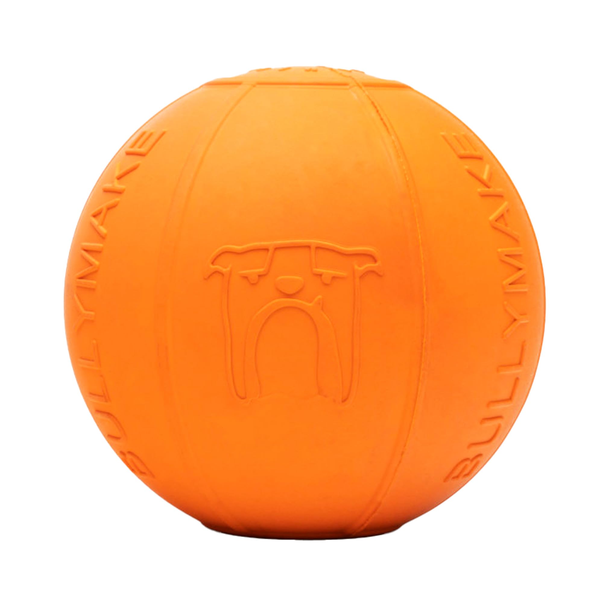 BULLYMAKE Orange Toss N' Treat Beach Ball Toy for Dogs, Durable Rubber Dog Toys for Aggressive Chewers, Dental Stimulating, Treat Dispensing, Boredom