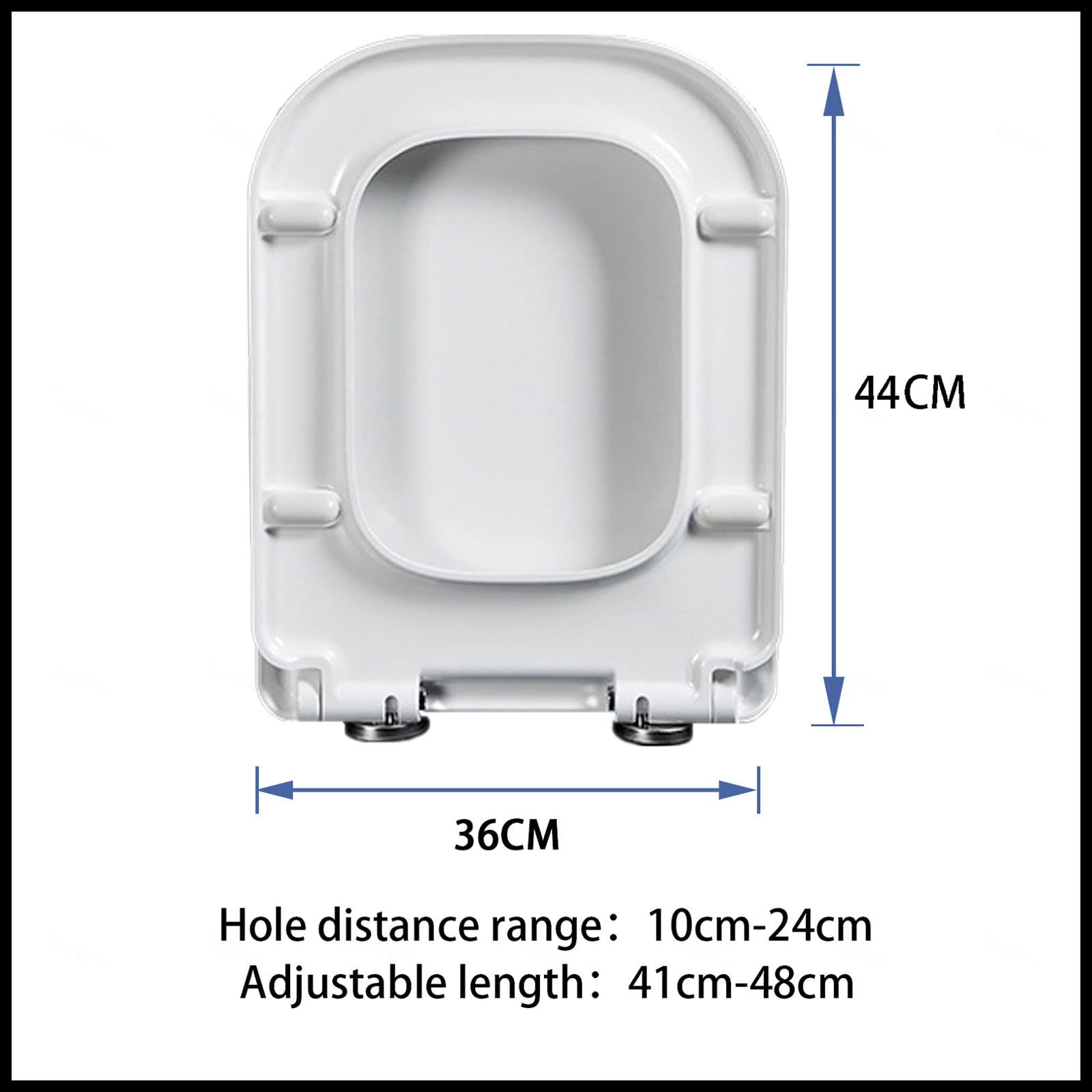 Asiento de inodoro blanco, accesorio universal de cierre suave con fácil instalación para inodoros estándar (blanco, 36 x 44 cm)