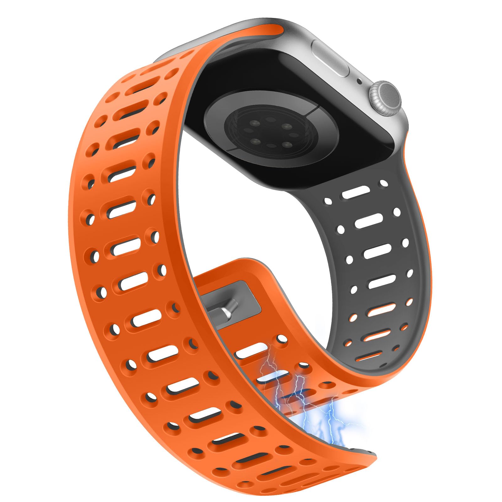 Sixmoat Magnetic Band Compatible with Apple Watch Band 42mm(Series10/11) 41/40/38mm for Men Women,Breathable Silicone Sport Band with Safety Button