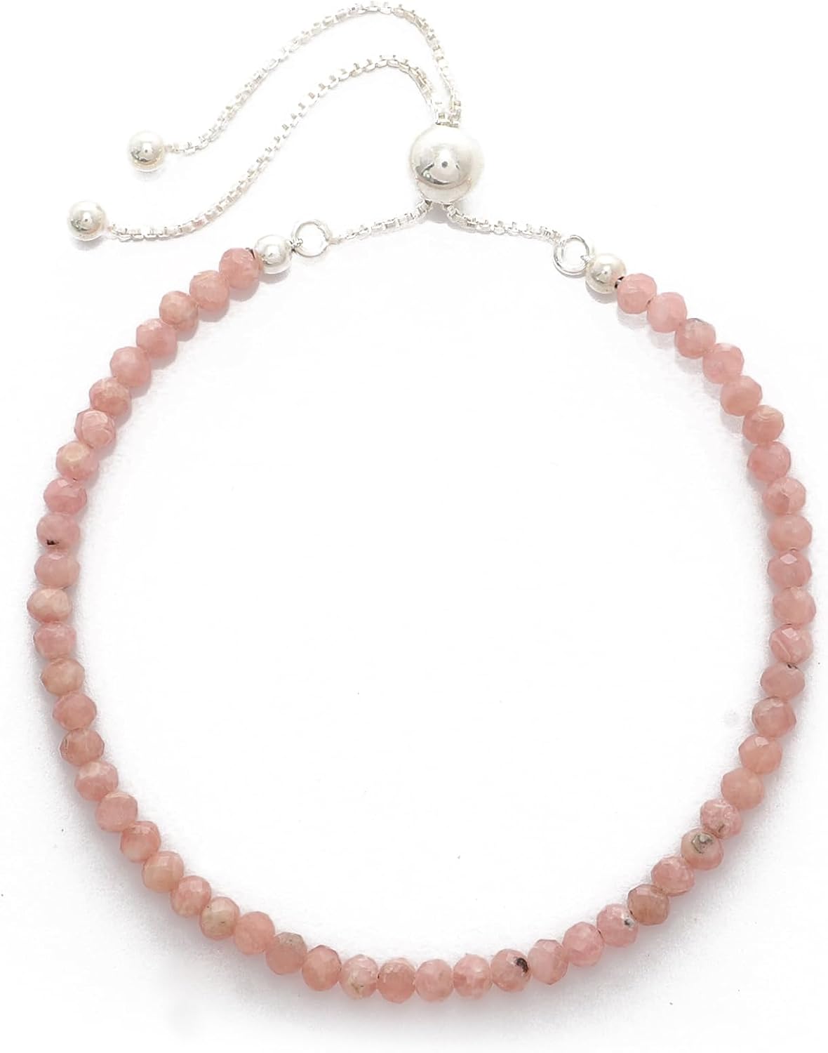 3mm Round Natural Rhodochrosite Adjustable Bolo Bracelet for Women in Sterling Silver, October, November Birthstone Gifts for Her Birthday, Anniversary, Christmas, Graduation - Image 5