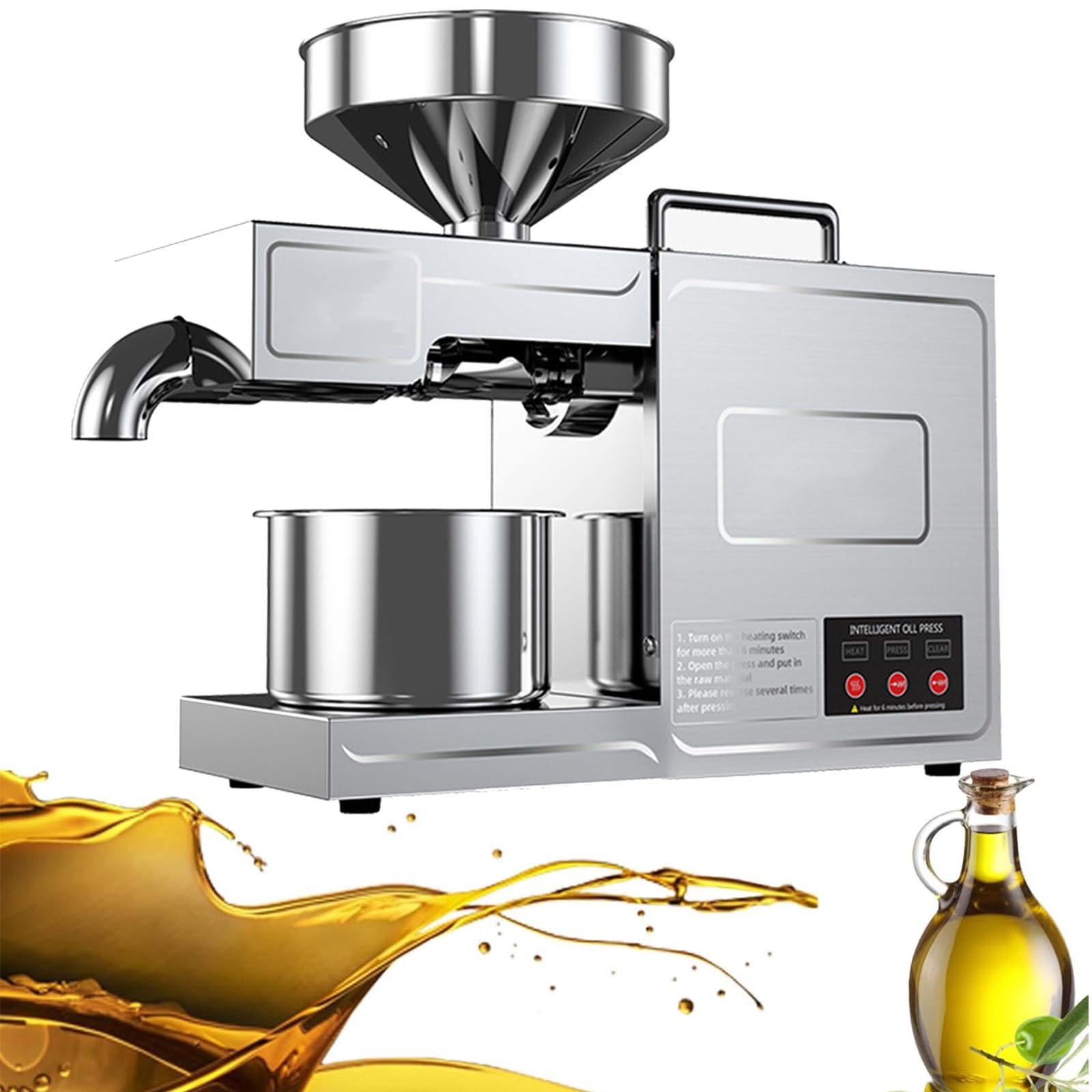 frantoio per Olive da casa Macchina per la spremitura a Freddo pressa per Olio Commerciale per Uso Domestico 820w capacità Lavorazione 5~7 kg all'ora Adatto per Noci Noci Semi Lino Man